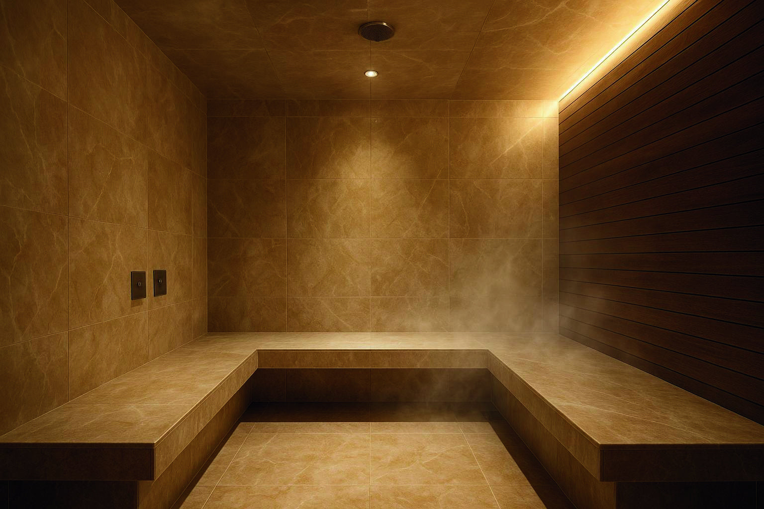 Baños de vapor. Recintos a medida integrados en el diseño del proyecto.